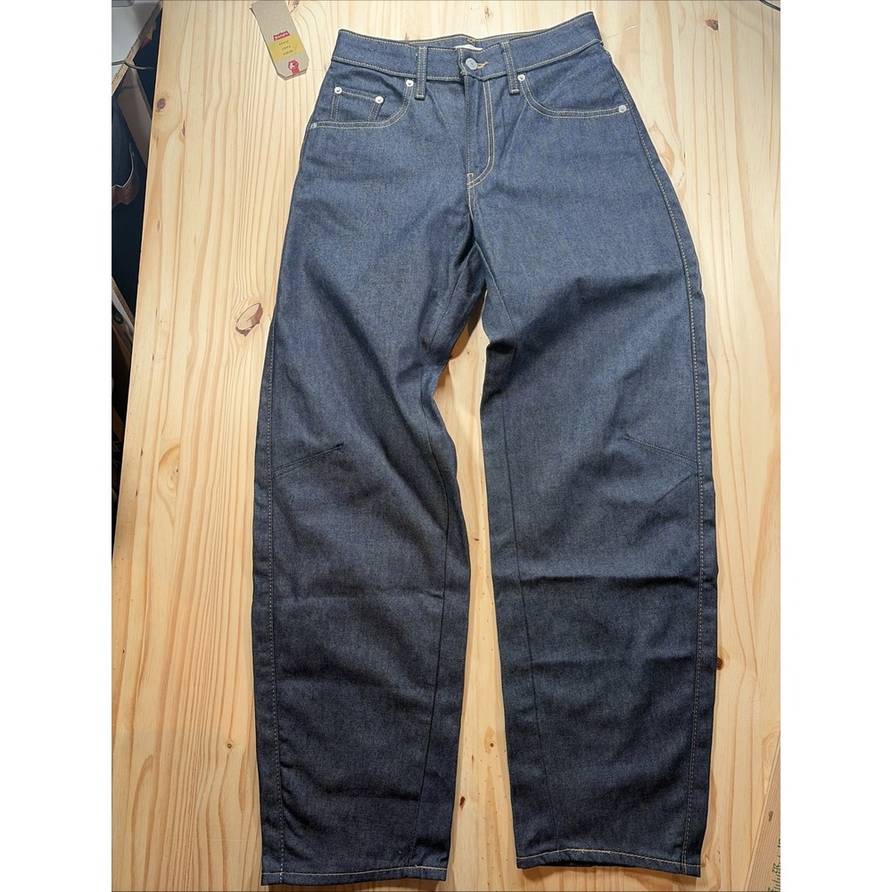 Levi's Baggy Dad Barrel Jeans Womens Size 25 Dark Indigo Blue High Rise Denim